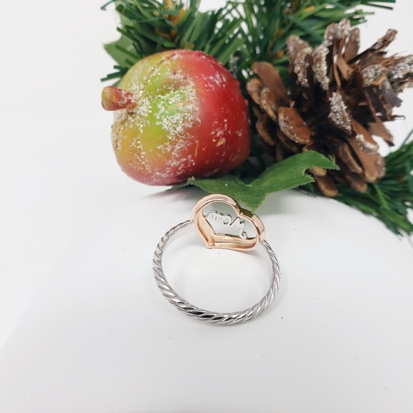 S.Silver Two Tone Rose Gold Plated Mom Heart Ring - Picture 4 of 4